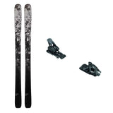 USED - Rossignol Black Ops Escaper with AM 12 Bindings - A pair of skis and bindings, featuring a black base with white marbling.
