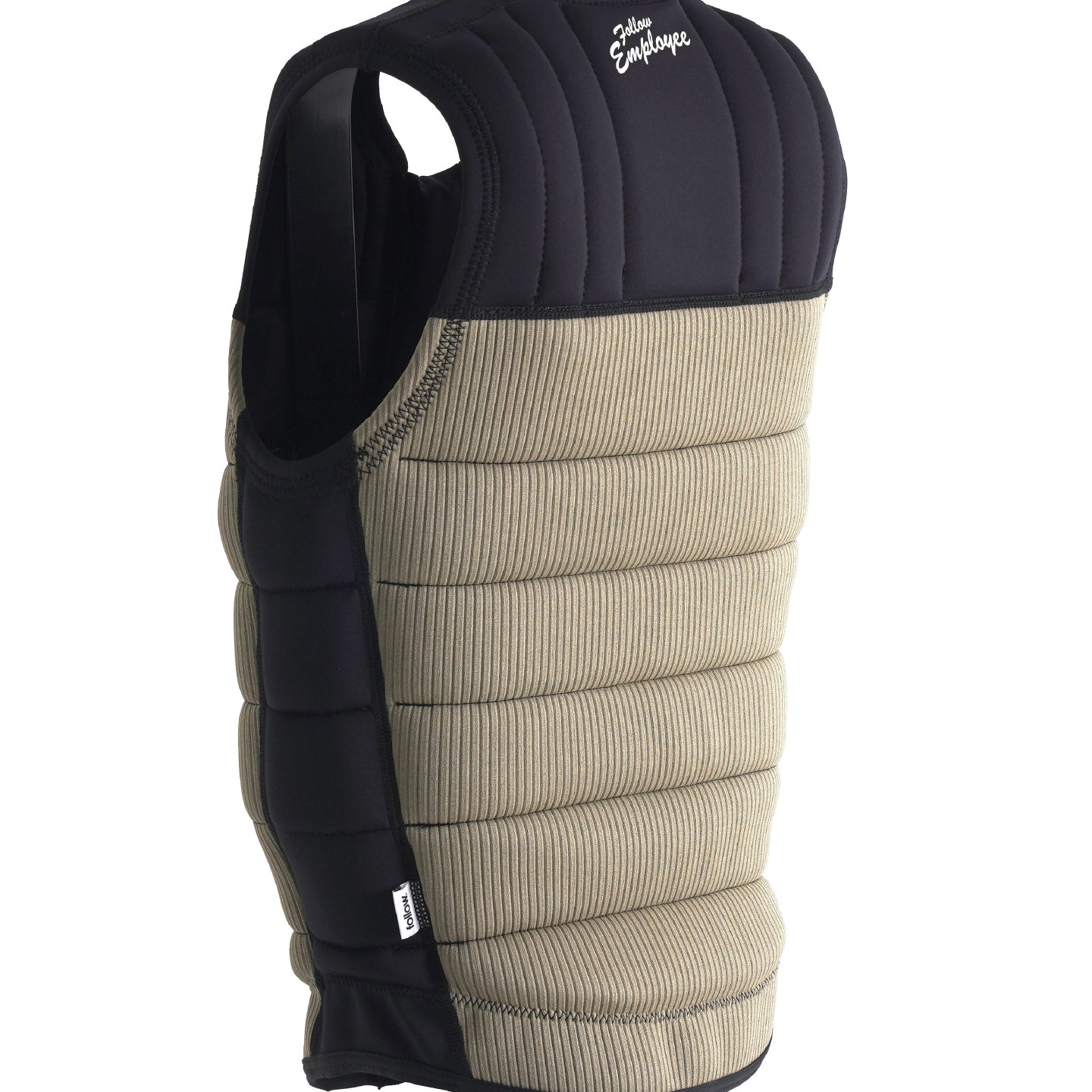 Follow Employee Of The Month Impact Vest 2024 - A black vest with a white logo on the chest and shoulder straps.
