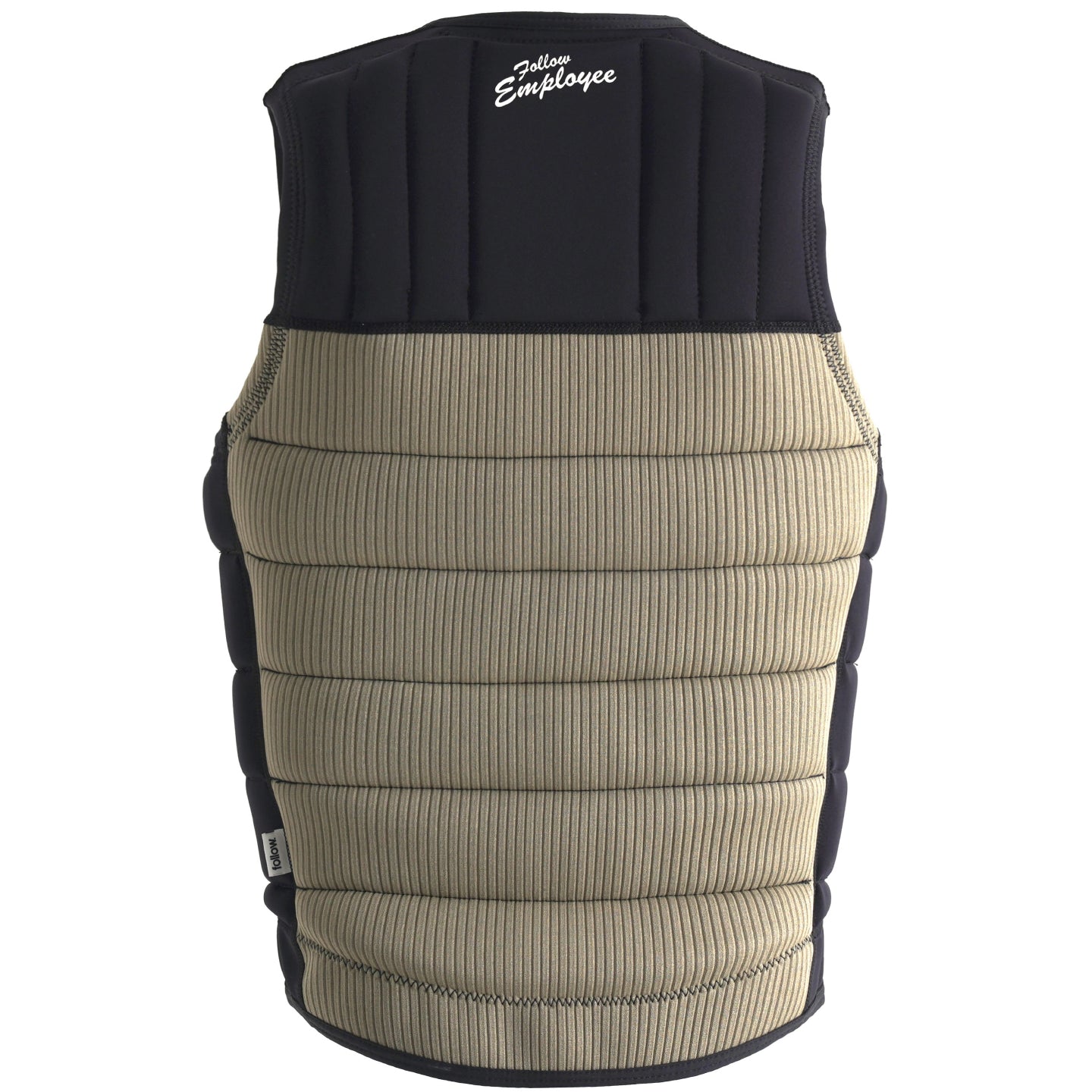 Follow Employee Of The Month Impact Vest 2024 - A black vest with a white logo on the chest that reads "Employee of the month".