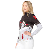 Krimson Klover Women's Lets Dance 1/4 Zip Base Layer Top - A black base layer top with a white dancing woman design on the front.