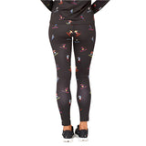 Krimson Klover Women's Multi Skiers Legging 2025 - A pair of black leggings with a repeating pattern of skiers in various colors.