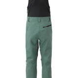 Flylow Baker Bib 2025 - Dark green bib with black straps and buckles, featuring a subtle white logo on the left thigh.