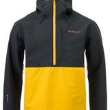 Flylow Knight Anorak Jacket - A black jacket with a yellow zipper and a small pocket on the chest.