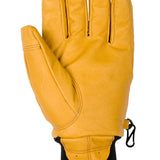 Flylow Magarac Glove 2025 - A tan-colored glove with a textured palm and thumb, featuring a black strap on the wrist.