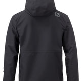 Flylow Patrol Jacket 2025 - A black jacket with a hood, featuring a small white logo on the upper right shoulder.
