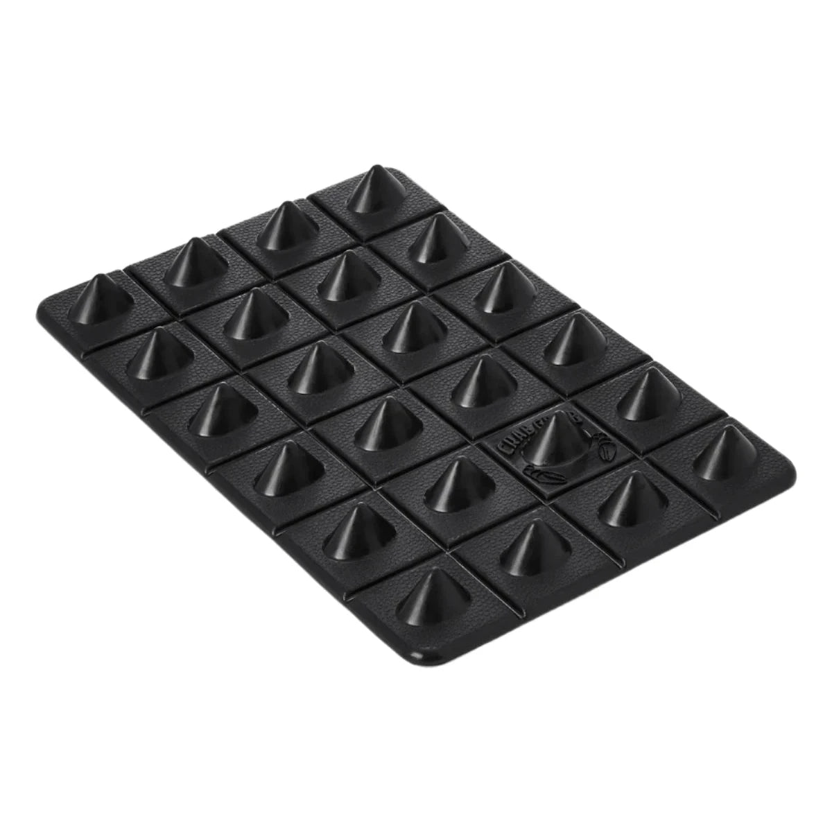 Crab Grab Shark Teeth Stomp Pad 2025 - Black stomp pad with pyramid-shaped studs and a textured surface.