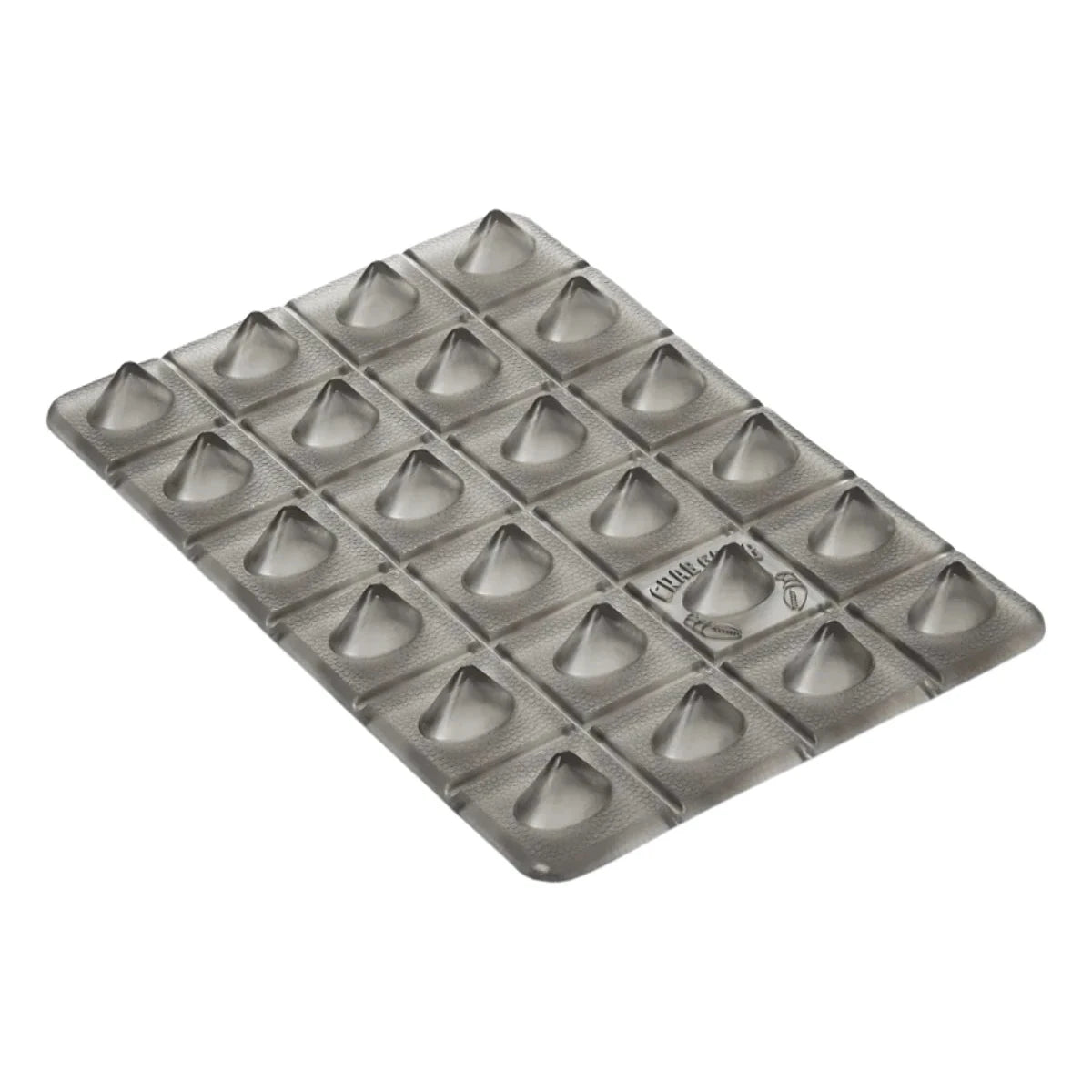 Crab Grab Shark Teeth Stomp Pad 2025 - A gray stomp pad with a textured surface and shark teeth-shaped grip pads.