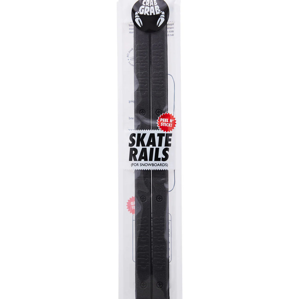 Crab Grab Skate Rails - Black skate rails with white lettering on top.