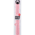 Crab Grab Skate Rails - 2025 pink snowboard bindings with white lettering on top strap and black lettering on bottom strap.