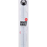 Crab Grab Skate Rails - White skate rails with a textured surface, featuring a black circular logo at the top with white lettering that reads "CRAB GRAB".