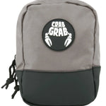 Crab Grab Snowboard Binding Bag 2025 - A gray snowboard binding bag with a black patch featuring white lettering that reads "CRAB GRAB" and a crab claw graphic.