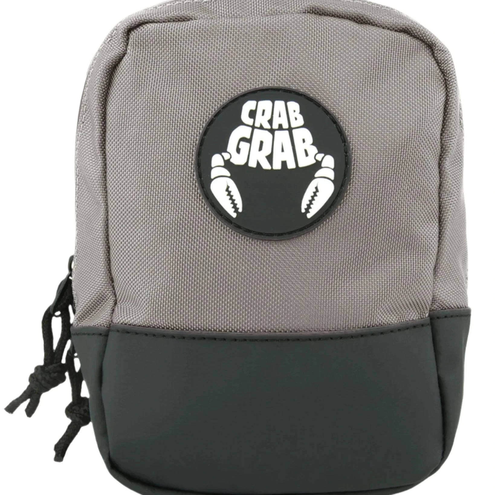 Crab Grab Snowboard Binding Bag 2025 - A gray snowboard binding bag with a black patch featuring white lettering that reads "CRAB GRAB" and a crab claw graphic.