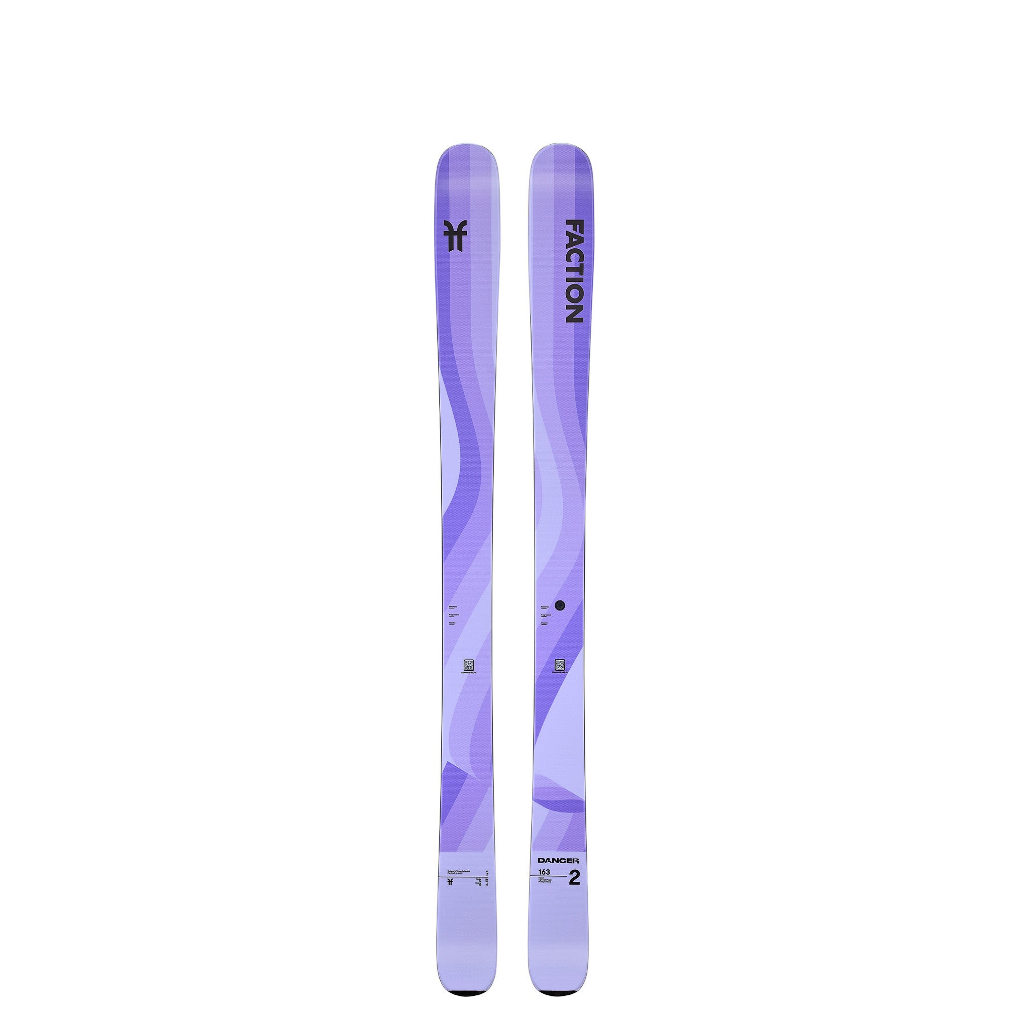Faction Dancer 2 Ski 2026 - A purple ski with a wavy pattern and black lettering on top.