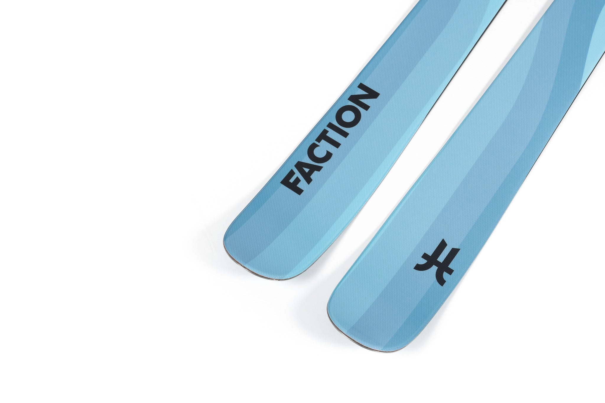 Faction Dancer 2 Ski 2026 - A pair of light blue skis with a subtle diagonal stripe pattern on their topsides.