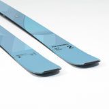 Faction Dancer 2 Ski 2026 - A light blue ski with a geometric pattern and black trim along the edges.