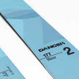Faction Dancer 2 Ski 2026 - A light blue ski with a darker blue stripe on top and a black tip.