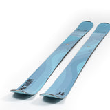 Faction Dancer 2 Ski 2026 - A light blue ski with a darker blue wavy pattern and silver edging.