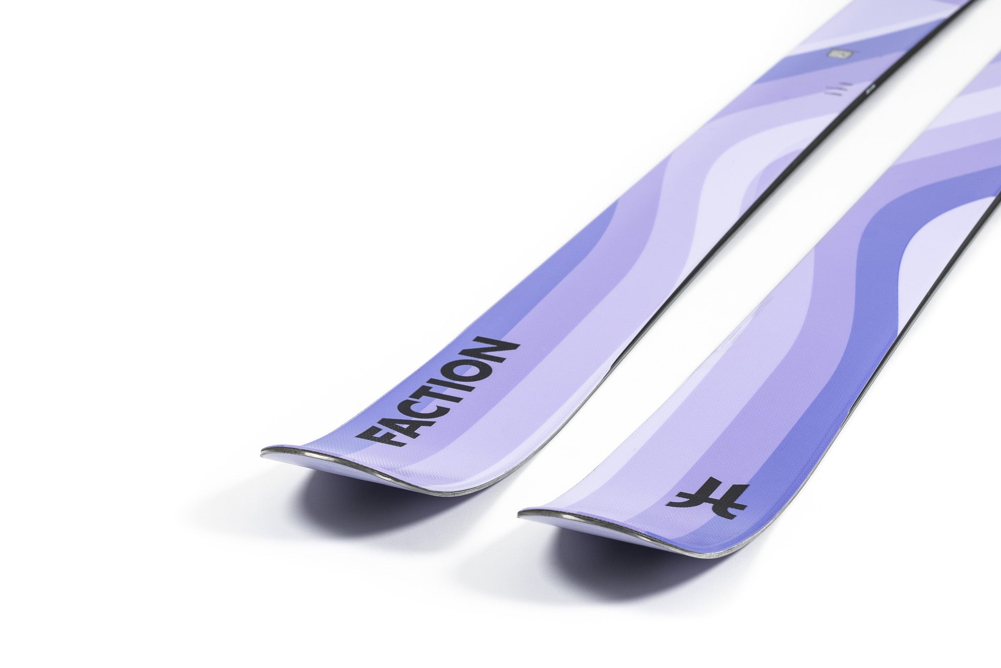 Faction Dancer 2 Ski 2026 - White skis with a blue stripe down the middle and black lettering on the tip.