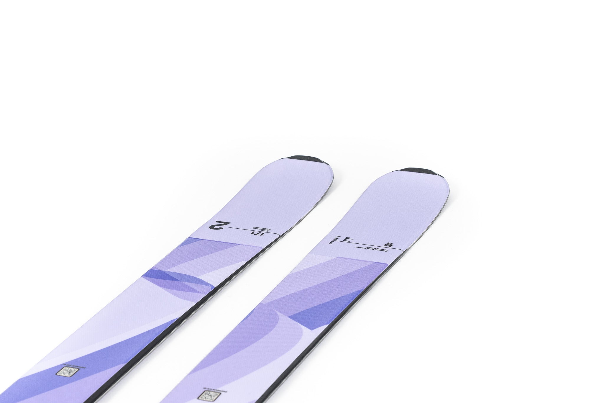Faction Dancer 2 Ski 2026 - A pair of skis with a light purple base color and darker purple geometric shapes on top.
