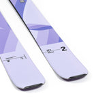 Faction Dancer 2 Ski 2026 - White skis with blue geometric pattern on top and black bindings.