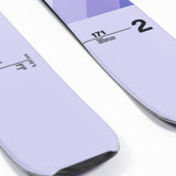 Faction Dancer 2 Ski 2026 - White ski with blue geometric pattern on top and black bindings.