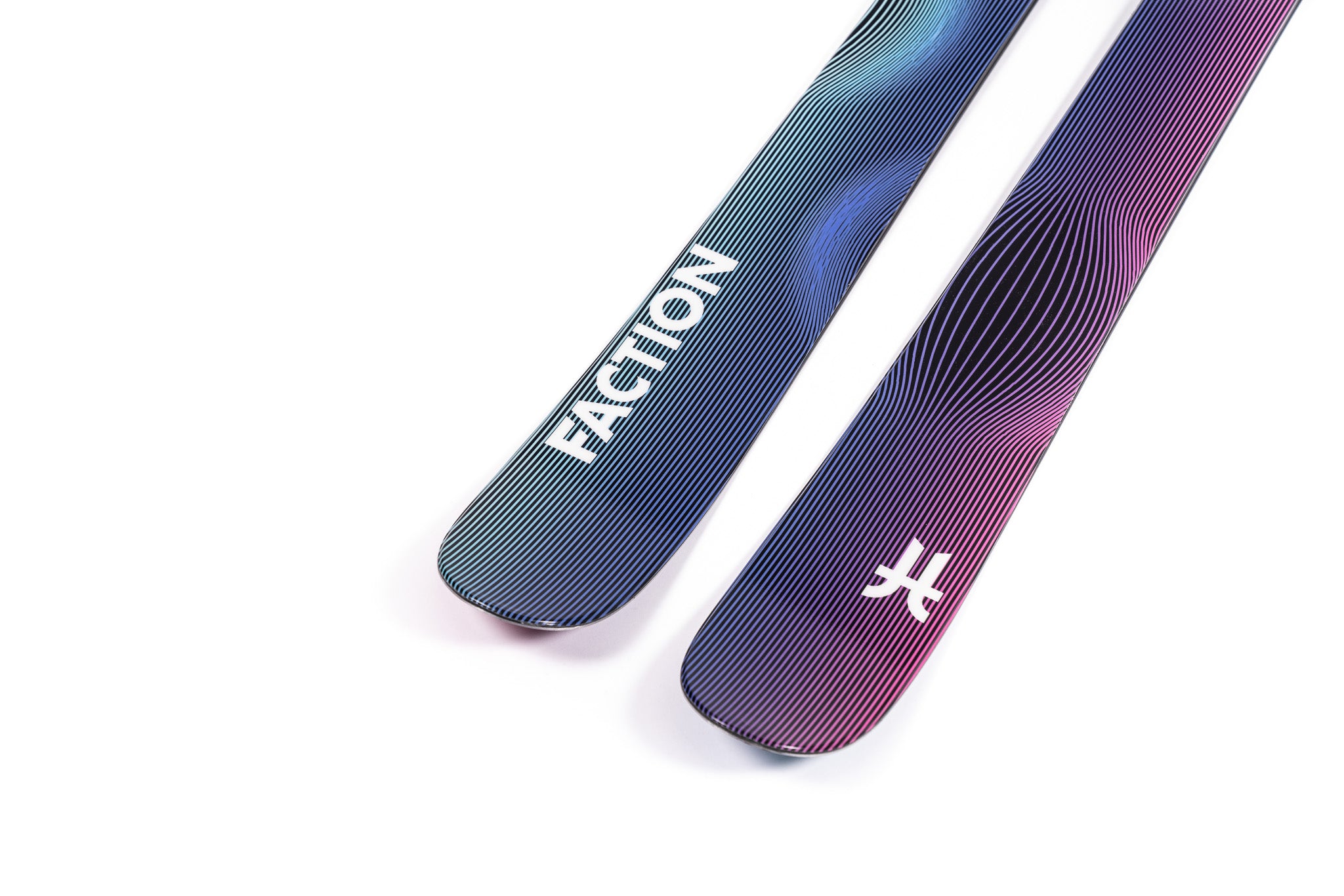 Faction Studio 2 Ski 2025 - A blue ski with a white logo on the tip and a black stripe down the middle.