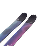 Faction Studio 2 Ski 2025 - A pair of skis with a blue and purple gradient pattern on the top, featuring white lines that curve around the edges.