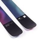 Faction Studio 2 Ski 2025 - A pair of skis with a blue and purple gradient pattern on the top, featuring thin white stripes that curve around the edges.