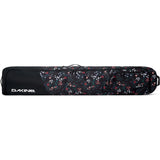 Dakine Fall Line Ski Roller Bag - A black roller bag with a floral pattern and white lettering, featuring two zippered compartments on top.