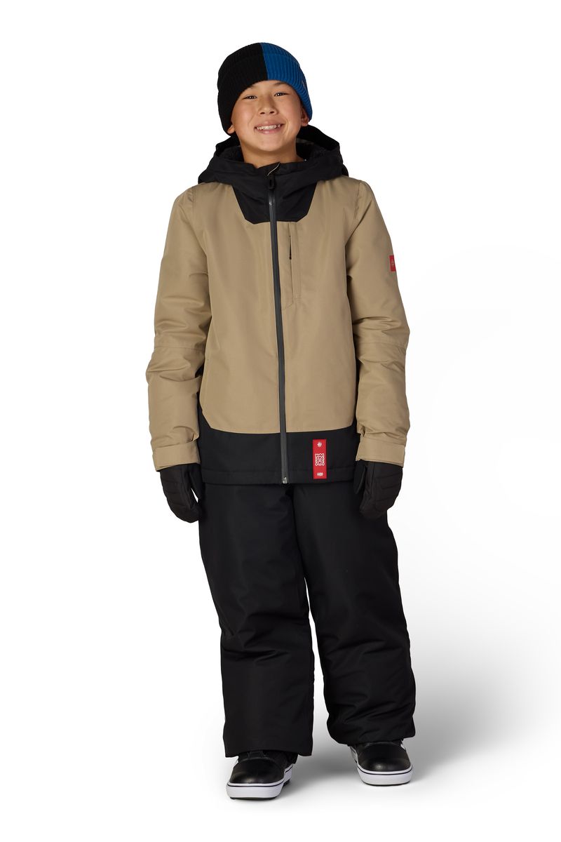 Black boys' shell pants with elastic waist and cuffed hems