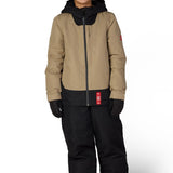 Black boys' shell pants with elastic waist and cuffed hems