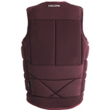 Follow Capiva Impact Vest 2024 - A dark maroon vest with a textured pattern on the front and back, featuring a rectangular logo on the upper left chest area.