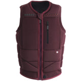 Follow Capiva Impact Vest 2024 - A maroon vest with a black zipper and red accents on the chest.