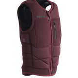 Follow Capiva Impact Vest 2024 - A maroon vest with a zippered front and two chest pockets, featuring a pattern of small white dots on the upper back.