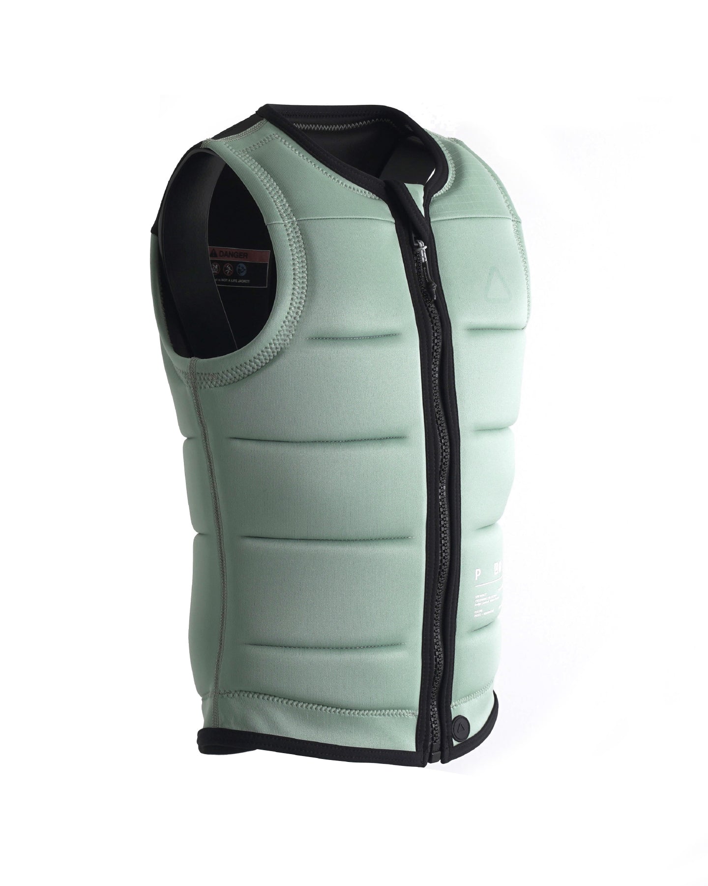 Follow Women's Project One Impact Vest 2024 - A mint green vest with a black zipper and white lettering on the front.