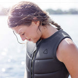 Follow Women's Corp Comp Vest 2024 - Black vest with a black zipper and logo on the left side of the chest.