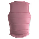 Follow Women's Corp Comp Vest 2024 - A pink women's ski vest with a logo on the upper left chest and a zipper down the front.