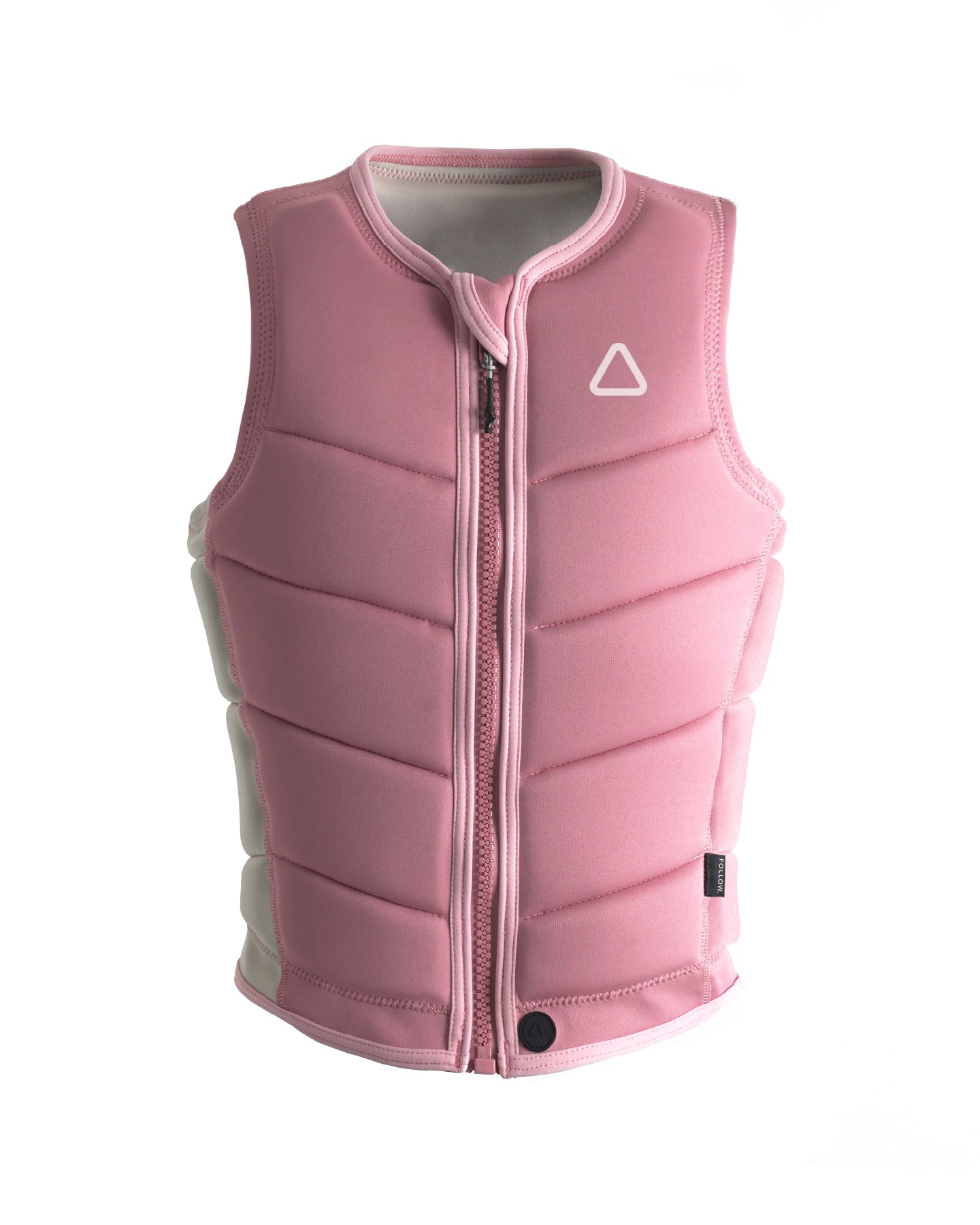 Follow Women's - Corp vest with a white logo on the upper right side, featuring horizontal quilting and a zipper down the front.