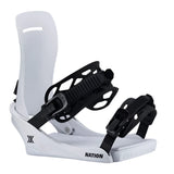 Fix Nation Snowboard Binding 2025 - White snowboard bindings with black buckles and straps.