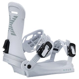 Fix Women's Opus Snowboard Binding - A white snowboard binding with a black buckle and gray logo on the side.