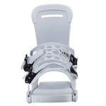 Fix Women's Opus Snowboard Binding - A white snowboard binding with a black strap and silver screws.