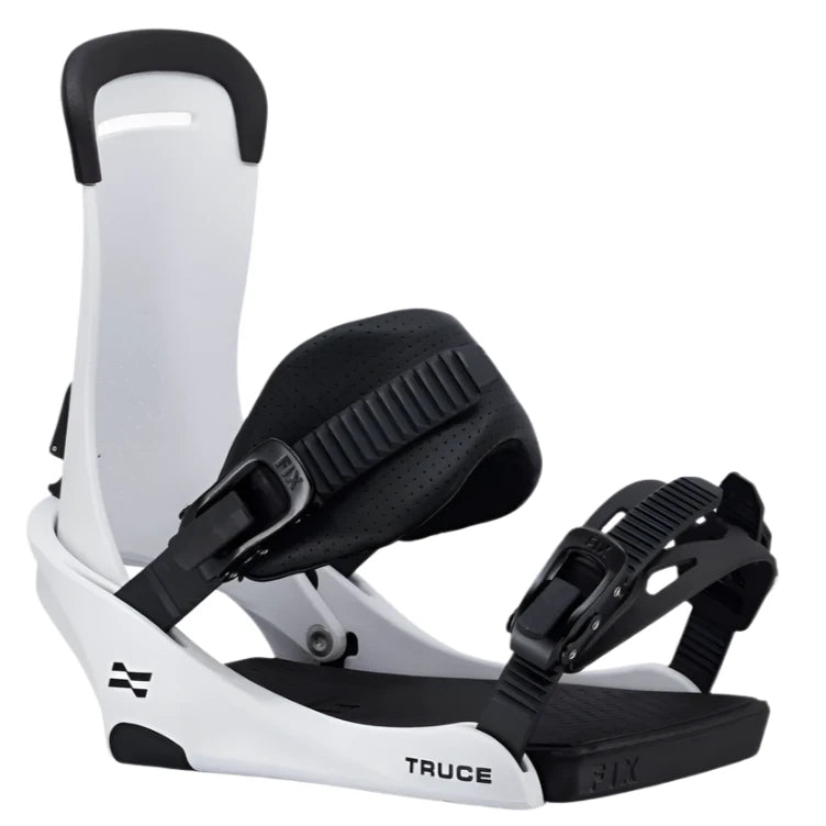 Fix Truce Snowboard Binding - 2025 model with black straps and buckles on a white background.
