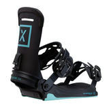 Fix Women's Opus Snowboard Binding 2024 - Black snowboard binding with a teal logo on the high-top strap.