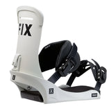Fix Truce Snowboard Binding 2024 - A white snowboard binding with black straps and buckles, featuring a sleek design with silver screws.