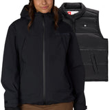 Women’s black 3-in-1 jacket with hood; includes separate quilted vest layer