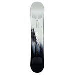 CAPiTA Mega Mercury Snowboard 2025 - A white snowboard with a black and gray mountain graphic on the bottom half.