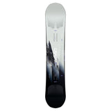 CAPiTA Mega Mercury Snowboard 2025 - A white snowboard with a black and gray mountain graphic on the bottom half.