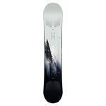 CAPiTA Mega Mercury Snowboard 2025 - A white snowboard with a black and gray mountain graphic on the bottom half.