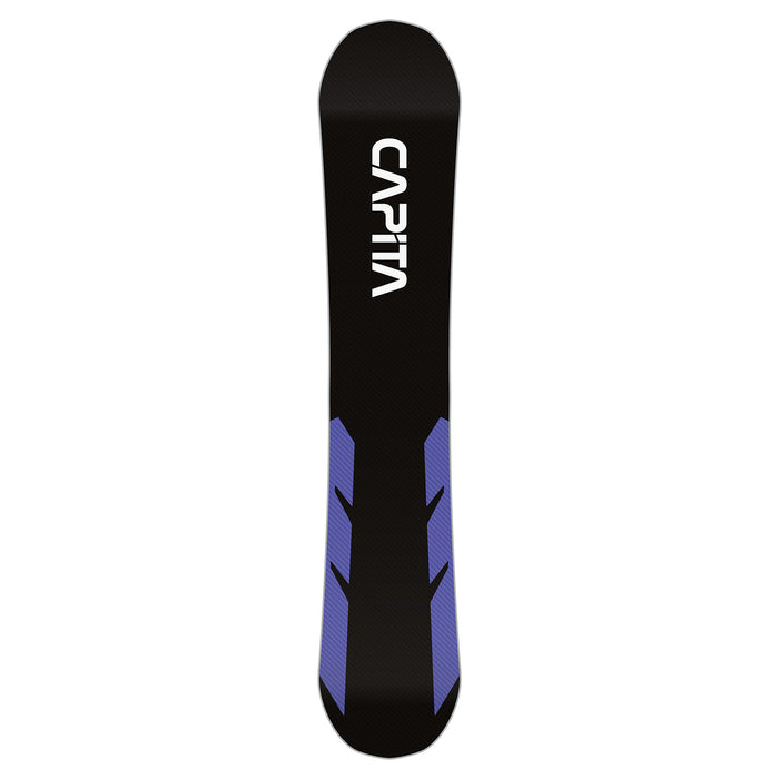 CAPiTA Mega Mercury Snowboard 2025- black/white/blue angle 2