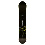 CAPiTA Kazu Kokubo Pro Snowboard 2025 - A black snowboard with a yellow outline and white lettering, featuring a mountain graphic on its bottom edge.